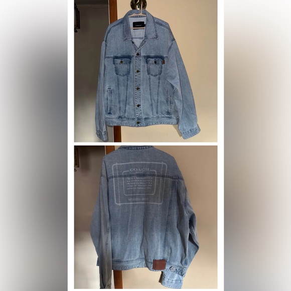 Authentic Coach Novelty Denim Logo Jean Jacket Light Wash Size XXL (retail $650) - Picture 1 of 6